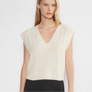 Aritzia Emporia Merino Wool Sweater Vest in the color Heather Birch Cream Size S